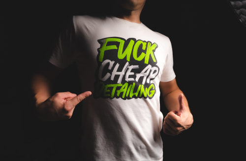 Футболка FuckCheapDetailing зел./Team2  Detailers Of Russia - муж., белая (тепл.оттенок), S фото 3